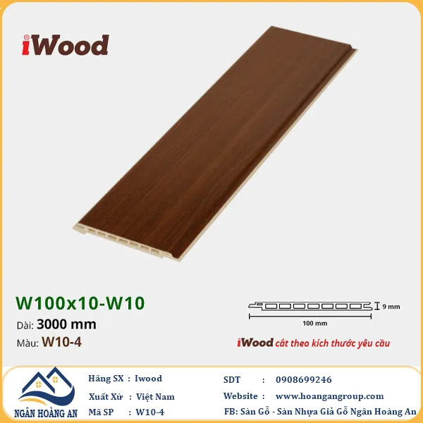 Tấm Nano Hèm V Giả Gỗ Ốp Tường Ốp Trần Iwood W10